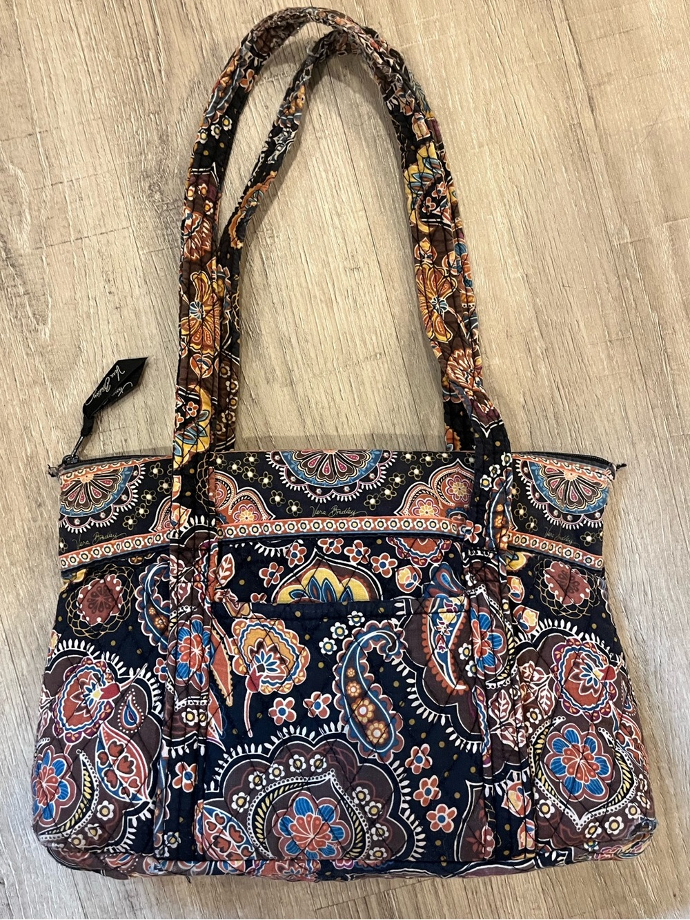 Vera Bradley Quilted Paisley Purse in Brown, Orange, Blue and White